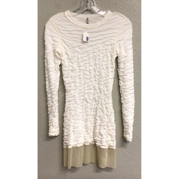PETE COLLECTION Designer NWT Ruched Bodycon Mini Dress Ivory Size XS - Picture 1 of 9